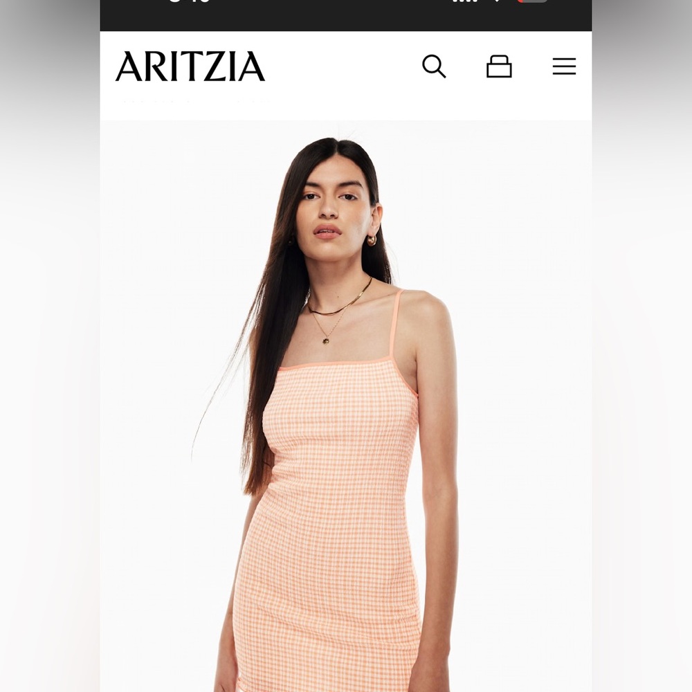 Aritzia Gingham Spaghetti Strap Midi Dress